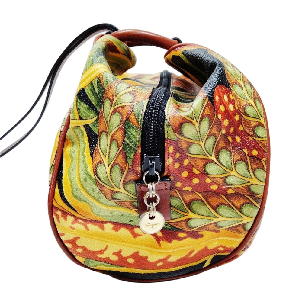 Salvatore Ferragamo Black Jungle Print Shoulder Bag with attached makeup bag - Picture 3 of 9